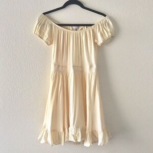 Cream Tobi Open Back Ruffle Skater Dress